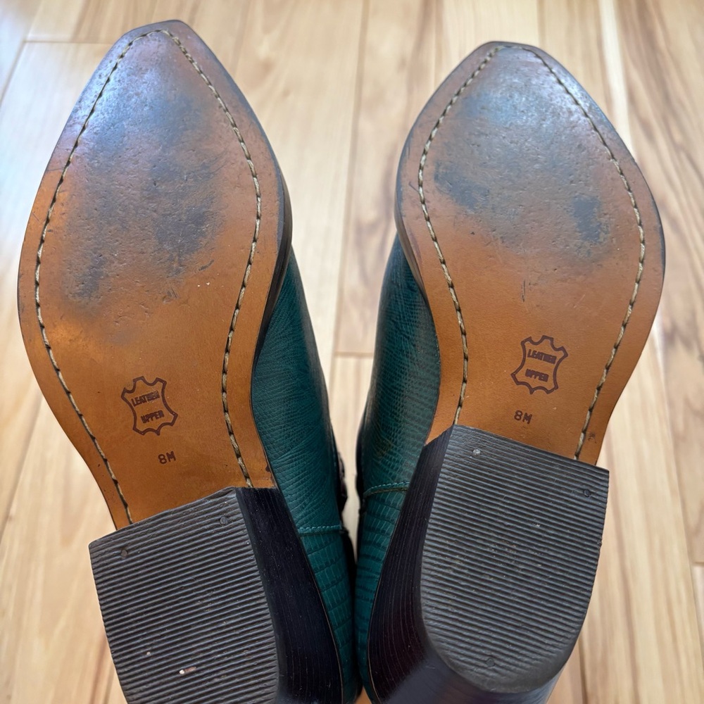 Vintage Nine West Navarra Green Leather Western Cowboy Boots - Picture 13 of 14